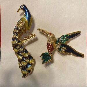 Colorful Bird Brooch Set